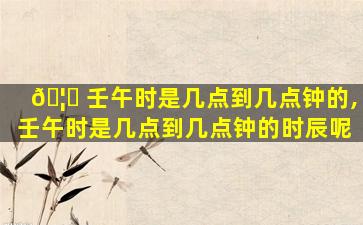 🦁 壬午时是几点到几点钟的,壬午时是几点到几点钟的时辰呢
